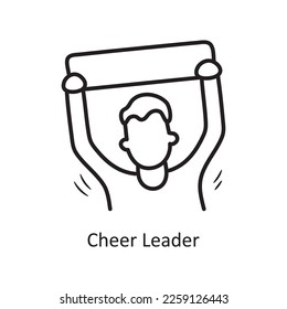 Ilustración de diseño de iconos de contorno vectorial de Leader Cheer. Símbolo olímpico sobre archivo EPS 10 de fondo blanco