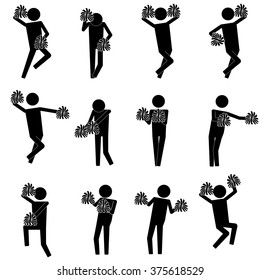 cheer leading activity with various moves icon symbol vector info graphic pictogram