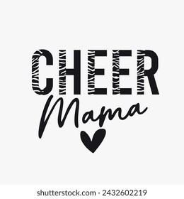 Cheer Mama, Cheer Mom Leopard Pattern Sublimation Design, Football Mom Heart Shirt Sport Commercial Use Descargar archivos, Cheer Mom Zebra Pattern, Archivos vectoriales para Cricut