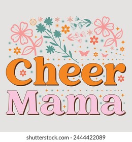 Cheer Mama Mama Mama Mama Mother's Day Camiseta Gráfico.