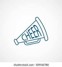 Cheer Megaphone Blue Line Icon On White Background