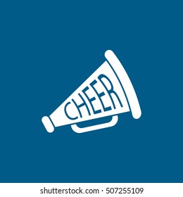 Cheer Megaphone Flat Icon On Blue Background