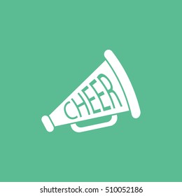 Cheer Megaphone Flat Icon On Green Background