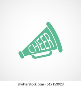 Cheer Megaphone Green Flat Icon On White Background
