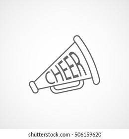 Cheer Megaphone Line Icon On White Background