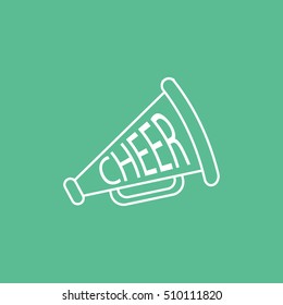 Cheer Megaphone Line Icon On Green Background