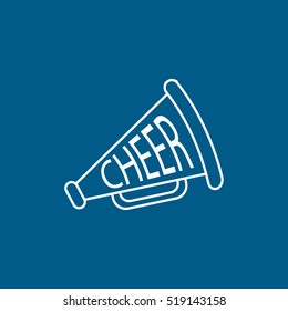 Cheer Megaphone Line Icon On Blue Background