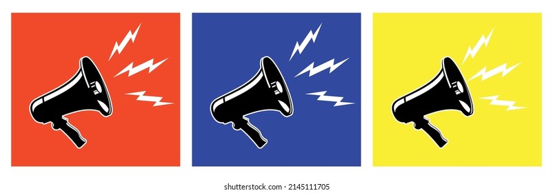 Cheer Megaphone Loud Speaker Bullhorn Vector Icon Template. Art. Pop art