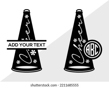 Cheer Megaphone Monogram SVG Printable Vector Illustration