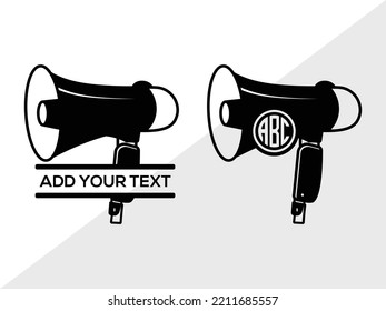 Ilustración de vectores impresos de monograma SVG Megaphone Cheke