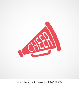 Cheer Megaphone Red Flat Icon On White Background
