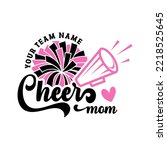 cheer mom black and pink design, your team name, Pom-pom and megaphone Vector Set on White 