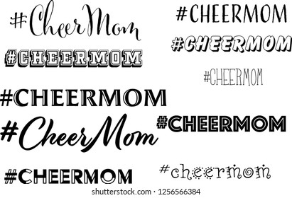 Cheer mom with hashtag in 10 fonts