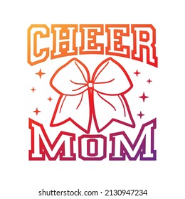 Cheer Mom Illustration Clip Art Design Shape. Cheerleading Bow Silhouette Icon Vector. svg