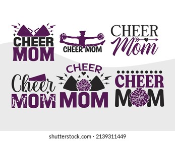 Cheer Mom Printable Vector Illustration