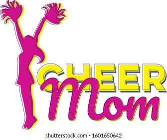 Cheer mom vector sign for cheerleaders