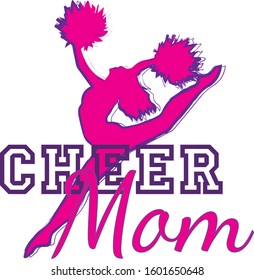 Cheer mom vector sign for cheerleaders