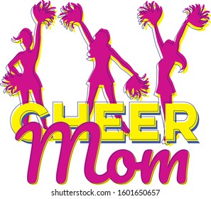 Cheer mom vector sign for cheerleaders