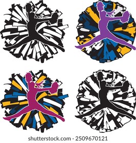 Cheer Pom Poms, Cheer Team, Cheerleader Cut Files	