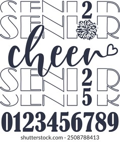 Cheer Senior with Custom Number, Cheer Senior 2025, Cheerleading