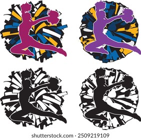 Cheer Silhouette, Cheerleader clipart, Cheer Team