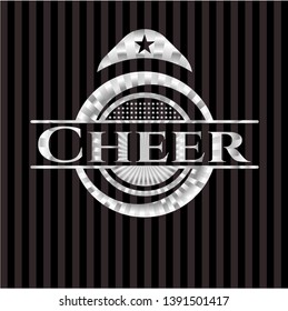 Cheer silvery shiny emblem. Vector Illustration. Mosaic.