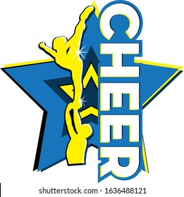 Cheer simple sign for cheerleaders. With stunt and star
