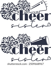 Cheer Sister, Cheer Pom Poms, Cheerleading Cut Files