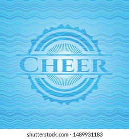 Cheer sky blue water wave style emblem. Vector Illustration. Detailed.