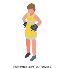 Cheer team girl icon isometric vector. American dancer. Cute student