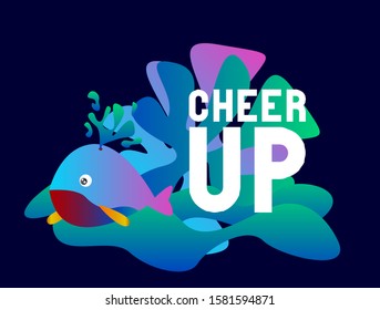 cheer up, beautiful greeting card background or template banner with colorful ocean theme. design vector illustration