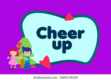 cheer up, beautiful greeting card background or template banner with love theme. vector design illustration