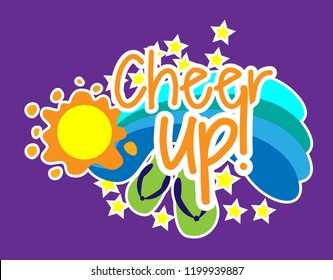 cheer up, greeting card background or banner with beach theme. design illustration