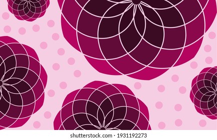 Cheerful abstract background with a mosaic floral pattern in shades of pink and maroon, perfect for feminine designs, or playful print and digital projects.
