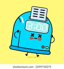 Cheerful Angry Cartoon Punch Clock. Funny Digital Time Machine Character