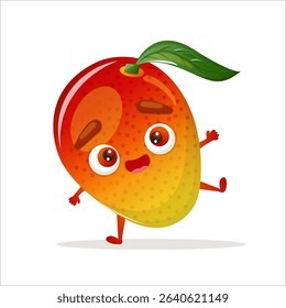 Cheerful animated mango character with big eyes and a smile, perfect for children’s content, food branding, or fun designs.
