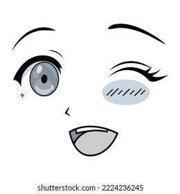 Happy Anime Face Manga Style Big Stock Vector (Royalty Free) 1681879951