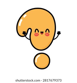 A cheerful, anthropomorphic question mark with rosy cheeks and waving arms, conveying a friendly and inquisitive mood