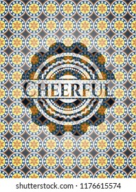 Cheerful arabic style emblem. Arabesque decoration.
