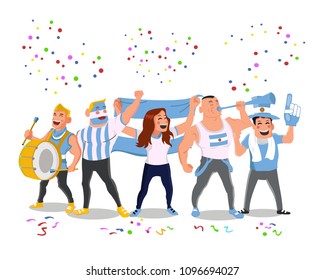 Cheerful Argentina Football National Team Supporter making Noise Having Celebration