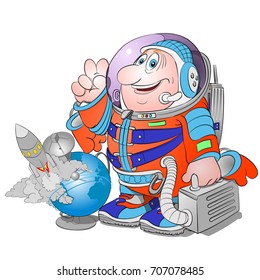 A cheerful astronaut welcomes everyone before the flight