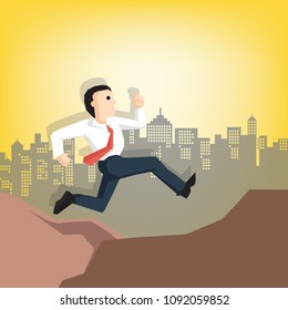cheerful attractive businessman in a hurry ,Concept of flat business cartoon design.