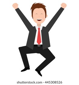 cheerful avatar man with suit and tie front view over isolated background, vector illustration 