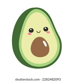 Cheerful avocado cartoon organic food isolated