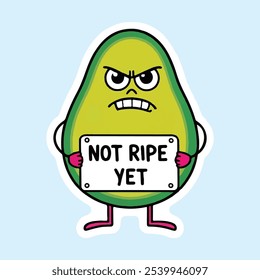 Cheerful Avocado Sticker With Signboard