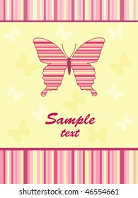 Cheerful babies card.  Butterfly. Vector illustration.