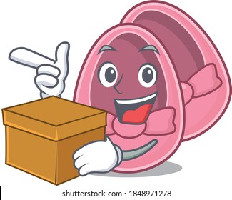 A cheerful baby girl shoes cartoon design concept having a box