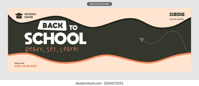 Cheerful Back to School Education Promotion Banner Design in Brown Color