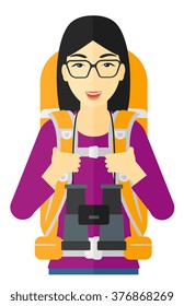 Fröhlicher Rucksack mit Ferngläsern.