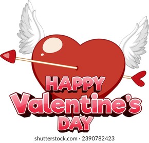 A cheerful banner illustration for Valentine's Day featuring a heart and arrow